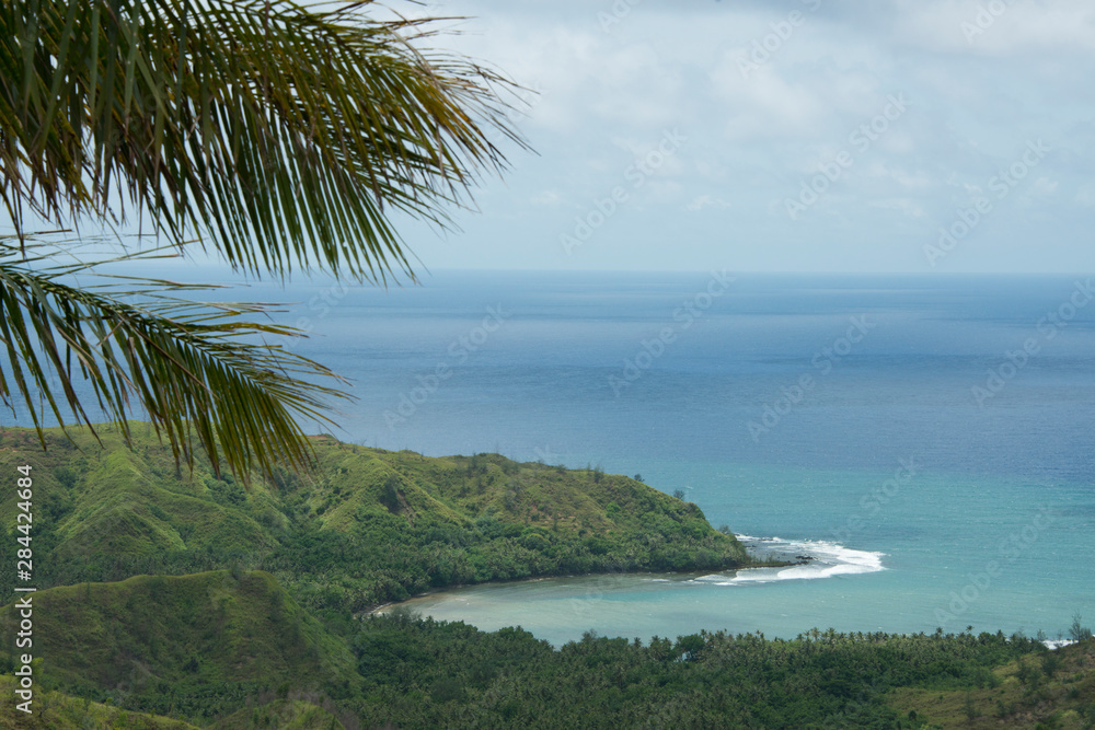 Micronesia, Mariana Islands, US Territory of Guam. Guam's Territorial Seashore Park, Cetti Bay overlook between the villages of Agat and Umatac.