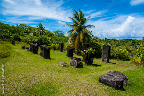 Basalt monoliths known as Badrulchau, Island of Babeldaob, Palau, Central Pacific