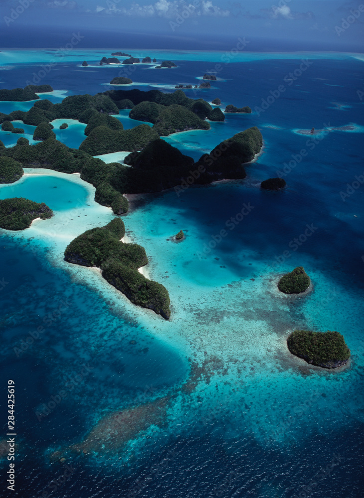 Fototapeta premium Palau, Micronesia, Aerial view of Rock Island