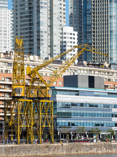 The old cranes at the old docks. Puerto Madero, the modern living quarter around the old docks of Buenos Aires, capital of Argentina. © Martin Zwick/Danita Delimont