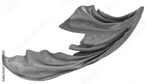 Wavy fabric on a white background. 3D rendering. © Andrey Shtepa