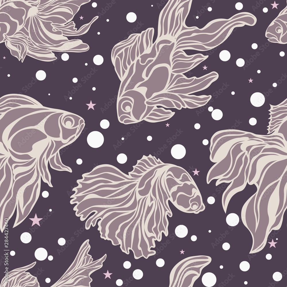 seamless pattern with gold fish. background. seamless pattern with gold fish. background.