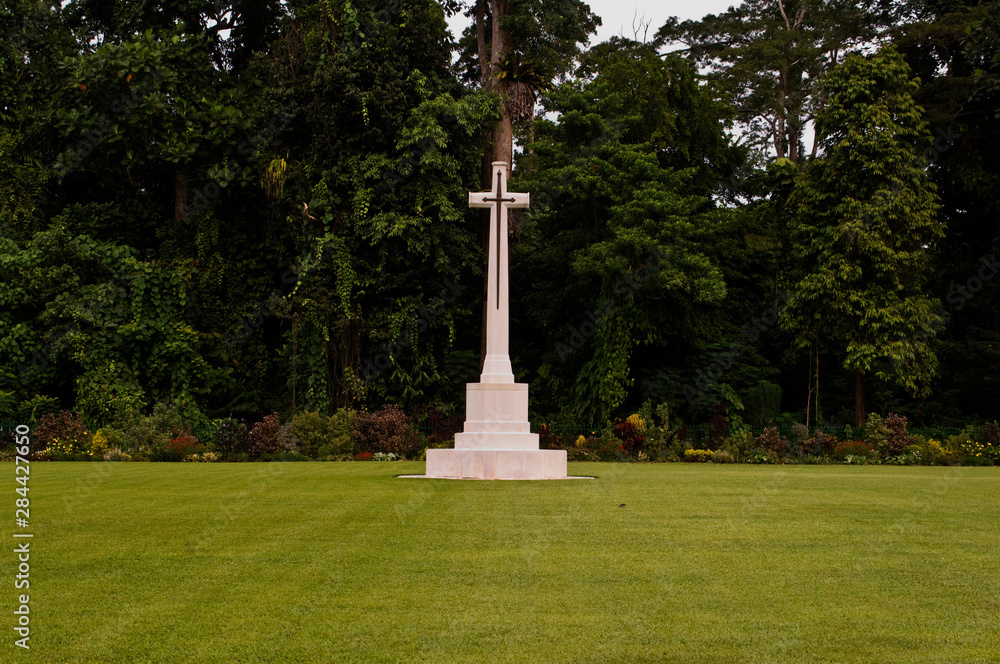 Papua New Guinea, Lae. Memorial Cross, War Cemetery.
