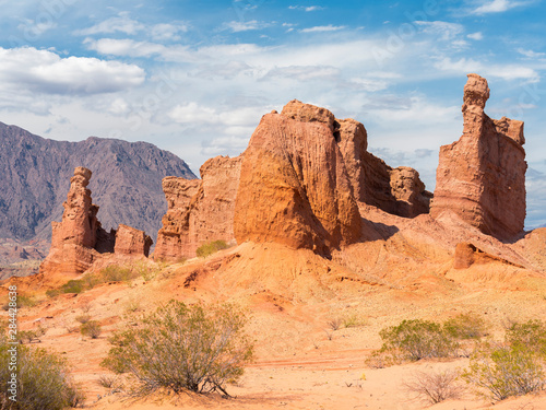 Quebrada de las Conchas also called Quebrada de Cafayate. Canyon with colorful rock formations created by Rio de las Conchas, Argentina.