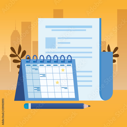 paper document file with calendar