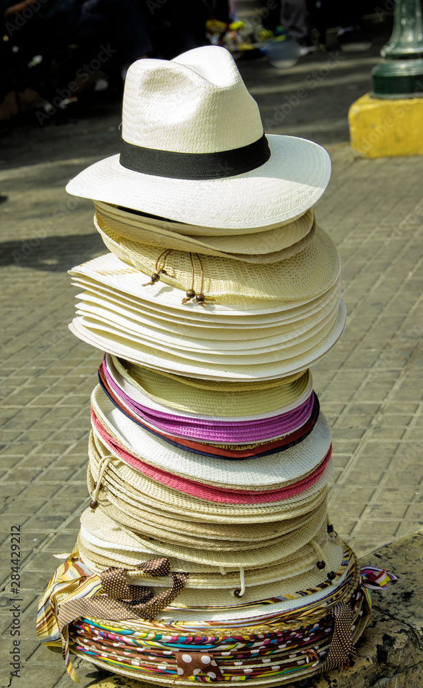 Hats for sale in the Old City, Cartagena, Colombia.