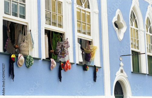 Salvador da Bahia, Brazil. Windows on colonial buildings in the Pelorinho district.. photo