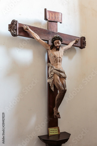 Brazil, Salvador. Jesus Christ on crucifix in Sao Francisco Church.