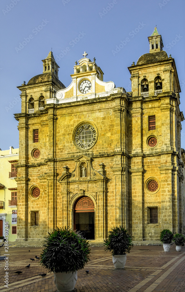 Church of San Pedro Claver in the Plaza de San Pedro Claver, Old City, Ciudad Vieja, Cartagena, Colombia.