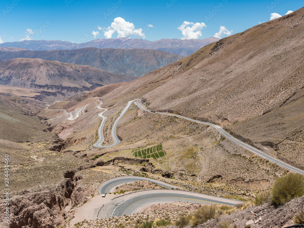 National Road RN 52, the mountain road Cuesta del Lipan climbing up to Abra de Potrerillos, Argentina.