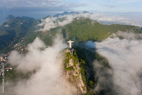 The Art Deco statue of Jesus, known as Cristo Redentor (Christ the Redeemer), on Corcovado mountain in Rio de Janeiro, Brazil.