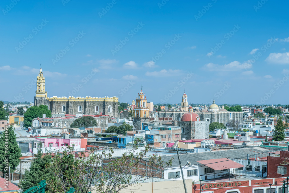 Mexico, Puebla, Cholula, Looking down on Cholula Historic District