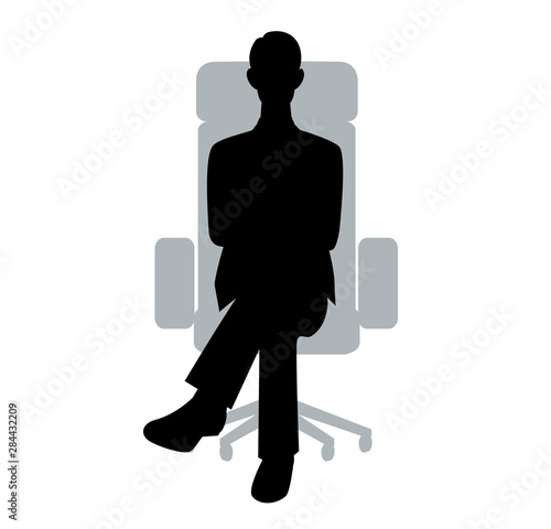 The silhouette of the businessman who sits down on a chair