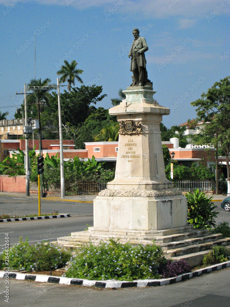 North America, Mexico, Yucatan, Merida. The monument to the memory of Justo Sierra on the Paseo Montejo