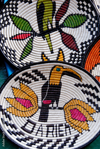 Central America, Panama, Cristobal. Local Embera Indian handicrafts, traditional baskets. photo