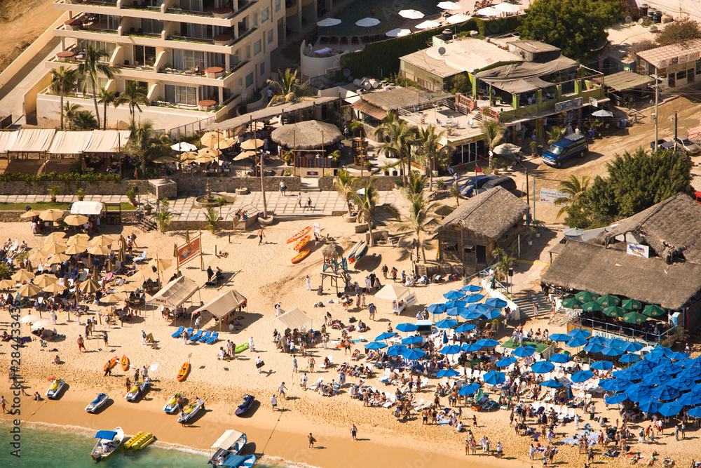 Obraz premium Aerial view of Cabo San Lucas from ultralight aircraft, Baja California, Mexico