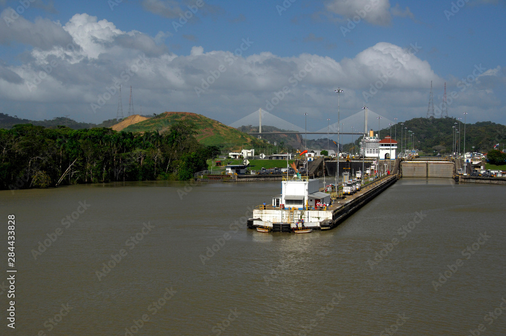 Central America, Panama, Panama Canal. Pedro Miguel Lock.