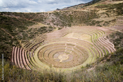 South America - Peru. Amphitheater-like terraces of Moray in the Sacred Valley of the Incas. Thought to have been an Inca crop-laboratory. © Diane Johnson/Danita Delimont