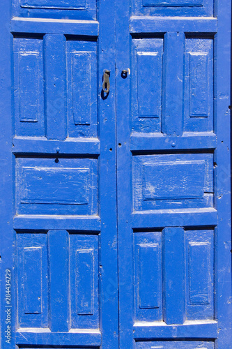 South America - Peru. Blue residential door in Cusco. © Diane Johnson/Danita Delimont