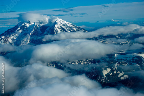 USA, Pacific Northwest, Alaska, Lake Clark National Park. Mount Redoubt in the rugged Chigmit Mountains. photo