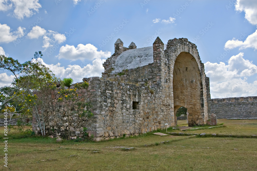 North America, Mexico, Yucatan, Merida. An old Christian chapel built upon the ruins at Dzibilchaltun