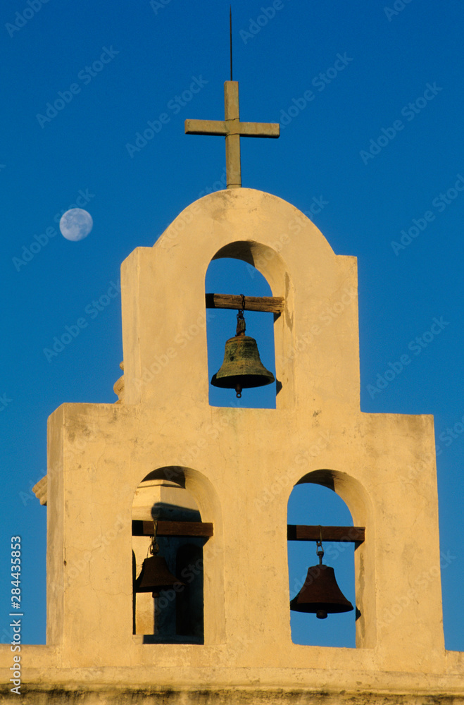 USA, Arizona, Tucson, chapel bells, Mission San Xavier del Bac, built 1797. USA, Arizona, Tucson, chapel bells, Mission San Xavier del Bac, built 1797.