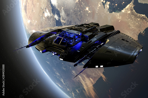 Fototapeta Naklejka Na Ścianę i Meble -  spaceship is taking off from earth two