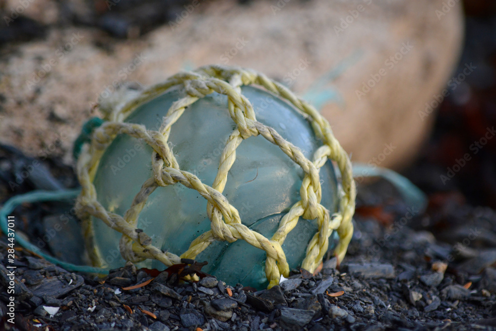 USA, Southeast Alaska near Ketchikan, Japanese glass fishing float.