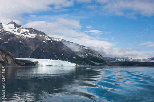 Alaska, Glacier Bay National Park. Departing view as the boat leaves the Margerie Glacier.