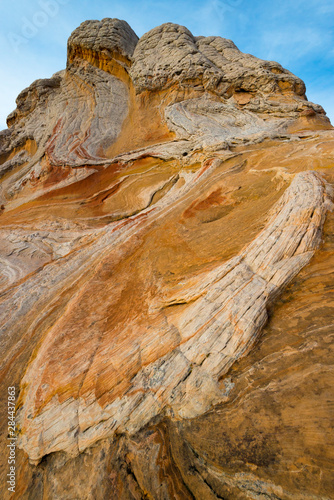 Usa, Arizona. Sunset on the abstract designs of a geological formation found in Vermillion Cliffs National Monument