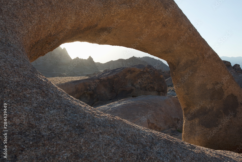 USA, California, Alabama Hills. Mobius Arch formation close-up. Credit as: Dennis Flaherty / Jaynes Gallery / DanitaDelimont. com USA, California, Alabama Hills. Mobius Arch formation close-up. Credit as: Dennis Flaherty / Jaynes Gallery / DanitaDelimont. com
