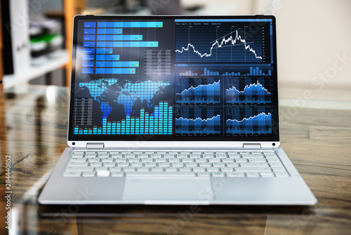 Wallpaper Mural Close-up Of Laptop Computer Showing Graph Torontodigital.ca