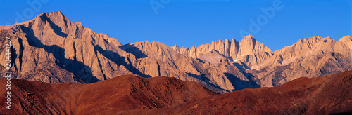 USA, California, Mt Whitney. The gentle Alabama Hills act as a foreground to Mt Whitney, Sierra Nevada, California.