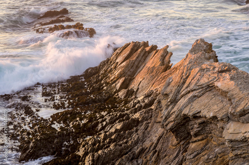 Waves coming in on rocky coast, Pacific Ocean, Montana de Oro State Park, Los Osos, California