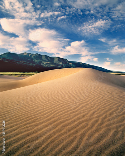 USA  Colorado  Great Sand Dunes NM. Ripples lead to the top of a sand dune at Great Sand Dunes N.M.  Colorado.