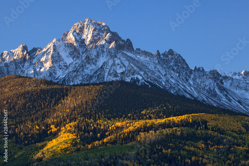 USA  Colorado  San Juan Mountains. Mt. Sneffels and autumn landscape. 