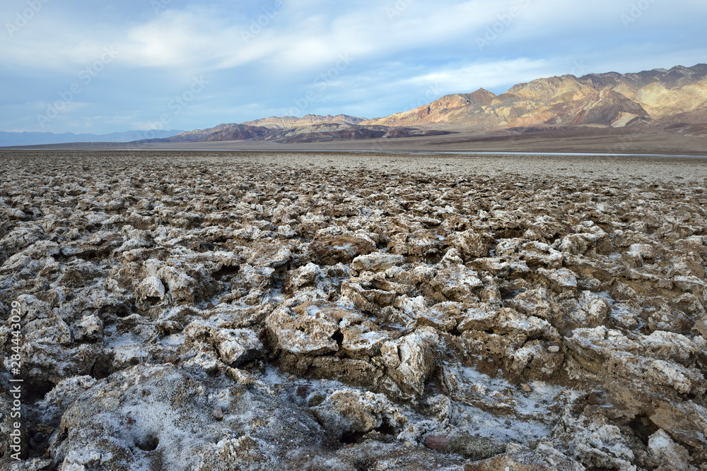 USA, California, Death Valley, Jagged salt formations at the Devil's Golf Course.