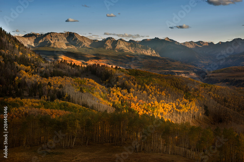 USA  Colorado  Uncompahgre National Forest. Mountains and autumn colored forests. 