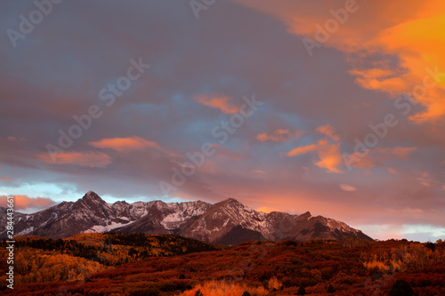 USA  Colorado  San Juan Mountains. Sunset over mountains. 