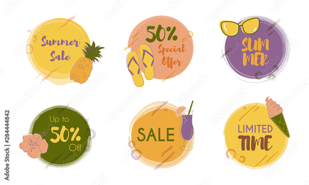Fototapeta premium Colorful Summer Sale Banners Collection