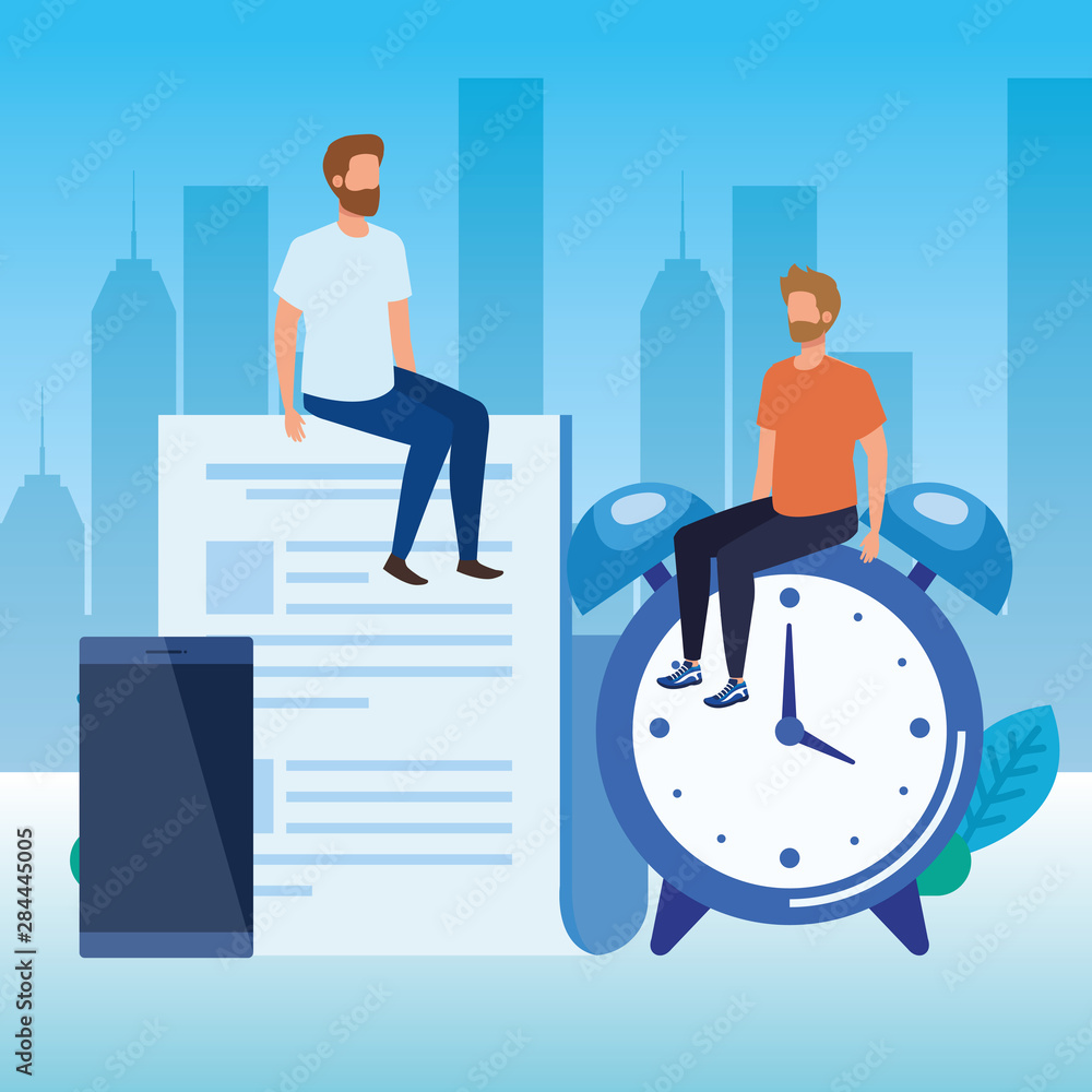 Obraz premium young men with alarm clock