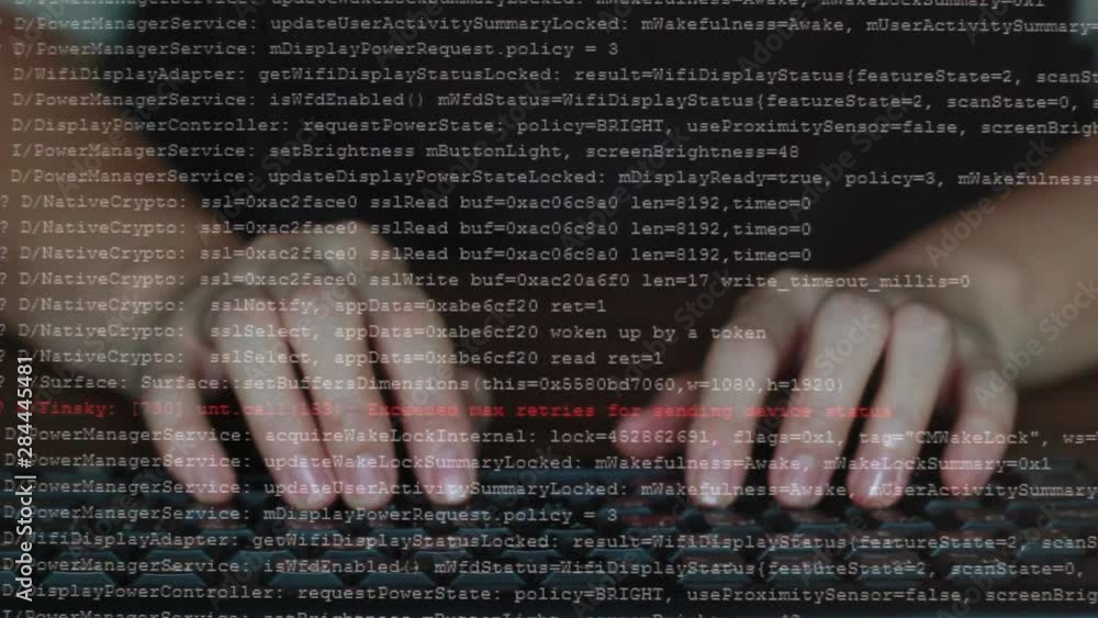 Woman female developer is typing programming software script source ...