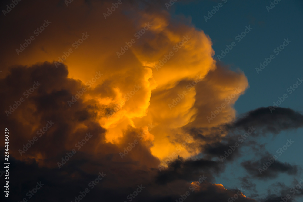 Dramatic sunset clouds threatening storm