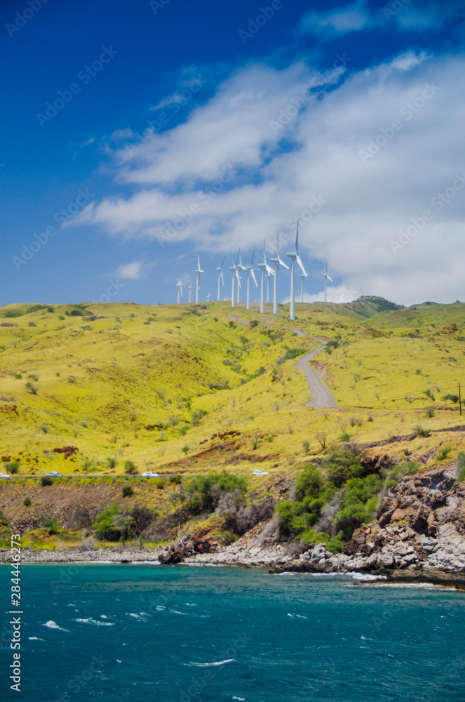 Wind Turbines, Maui, Hawaii, USA.