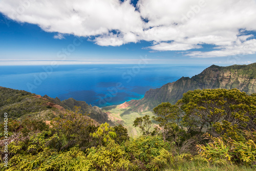 Hawaii, Kauai, Kokee State Park, View of the Kalalau Valley from Kalalau Lookout photo