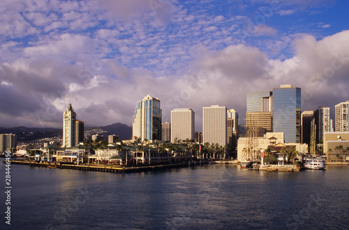 Famed Aloha Tower is a hallmark at Honolulu harbor.