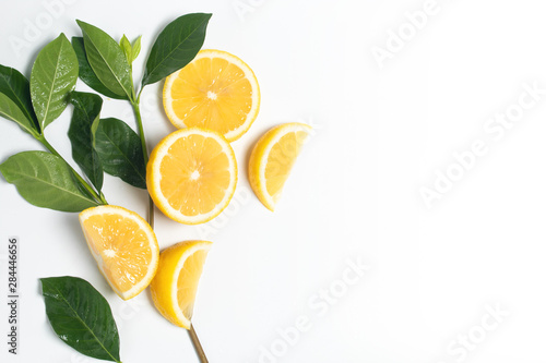 lemon fruit vegetable summer tropical juicy with green nature leaf and waterdrop fresh on isolated, healthy and diet organic kitchen food nutrition concept photo