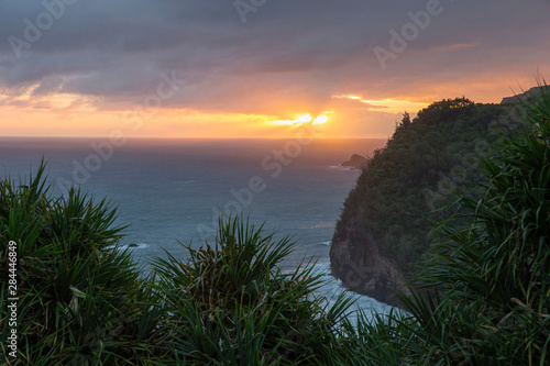Pololu Valley Overlook at sunrise, Hamakua Coast, Big Island, Hawaii photo