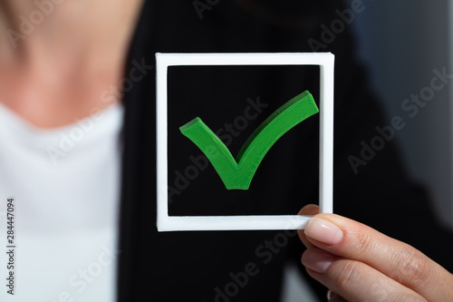 Businessperson Holding Check Mark Icon