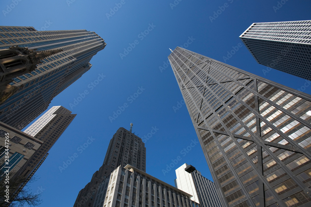 USA, Illinois, Chicago. The Hancock Building surrounded by other skyscrapers. USA, Illinois, Chicago. The Hancock Building surrounded by other skyscrapers.